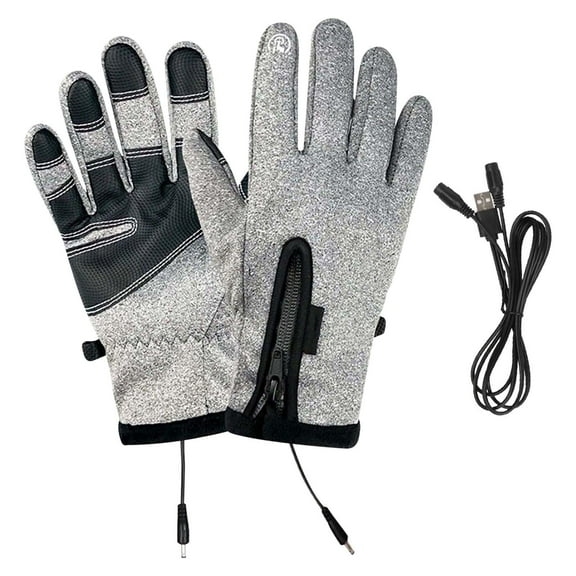 Btomtd USB Electrical Heated Gloves for Winter Outdoor Sports, Warm Skiing Gloves and Anti-Slip Riding Gloves for Warmth Keeping, Size XXL, Gray
