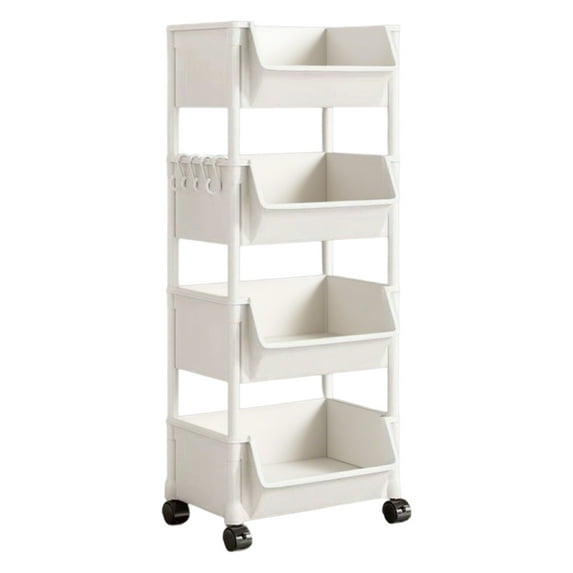 Btomtd Versatile Storage Trolley Shelf Kitchen and Living Room Organizing Rack Unit Sturdy Storage Rack, C