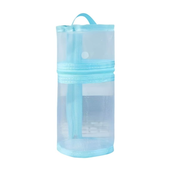 Btomtd Vertical Cylinder Stationery Storage Pencil Case Circular Utility Pencil Pouch Large Capacity Pencil Bag, Sky Blue