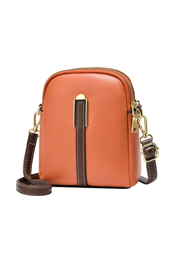 Vintage Mini Casual Shoulder Bag for Mobile Phone, Embroidered Thread Crossbody Bag, Compact Purse and Handbag with Dedicated Phone Compartment, Orange