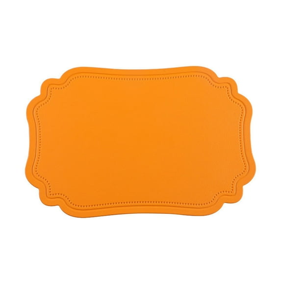 Btomtd Vintage PVC Place Mats, Scandinavian Style Heat Insulation Table Mats for Dining and Kitchen, Oil Proof Western Style Dining Placemats, 18"x12", Orange