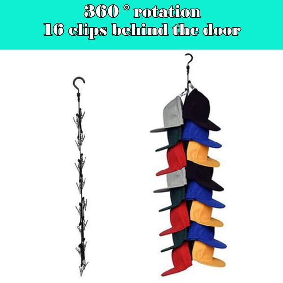 Btomtd Wall or Door Mounted Hat Rope Rack, Storage Organizer Shelf with Hooks for Baseball Caps and Visors, Hanger for Hats and Accessories 39"W x 1"D x 1"H, Black