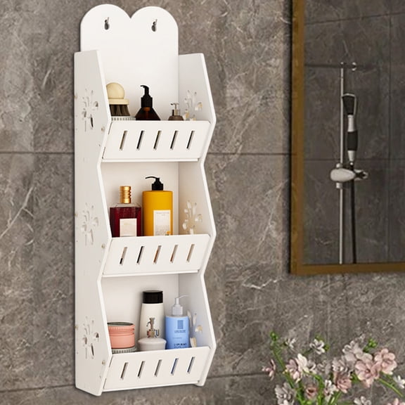 Btomtd Wall Mounted 3 Tier Organizer Rack, Space Saving Shelf for Bathroom and Laundry Room, Bedroom and Living Room Storage Shelving Unit 7"W x 5"D x 22"H, White