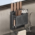 thumbnail image 1 of Btomtd Wall Mounted Cutlery Rack and Utensil Organizer, Household Storage Box with Draining Hooks, Multifunctional Kitchen Organizer Shelf 7"W x 4"D x 10"H, Black, 1 of 6