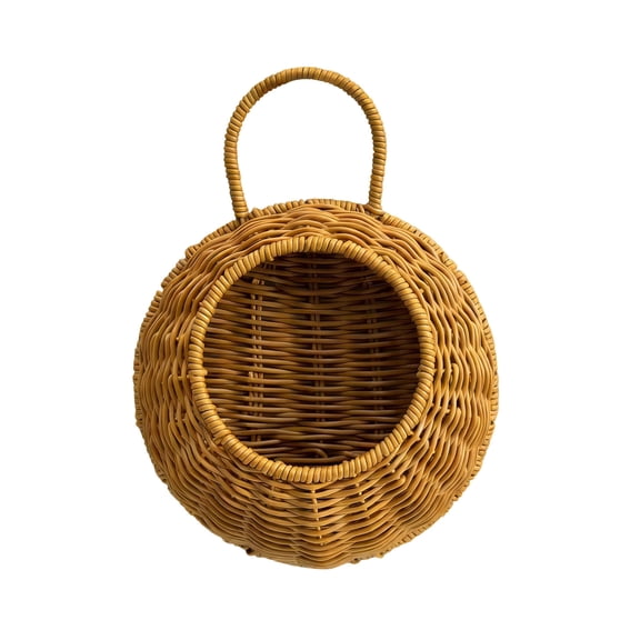 Btomtd Wall-Mounted Semi-Circular Flower Pot, Storage Rack and Organization Basket for Kitchen, Herbs, or Miscellaneous Items, 8"D x 2.4"W x 10.8"H (Brown)