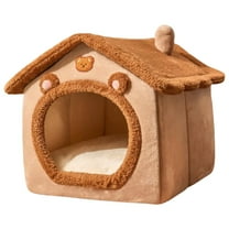 Btomtd Warm Cat House and Indoor Dog House, Foldable Soft Kennel Cat Bed and Dog Bed with Puppy Cave and Cushion, Cozy Pet Beds for All Size Pets, S