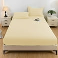 thumbnail image 1 of Btomtd Washed Fitted Sheet Solid Color Mattress Pad Protective Cover Ash Proof Bed Sheets Comfortable Queen Sheets for All Season Use, 86.61'x78.74', Yellow-L, 1 of 6