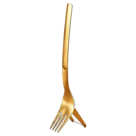 Btomtd Watermelon Forks with Slicers Function in Stainless Steel for Summer Parties and Camping Tableware Forks Use, Gold