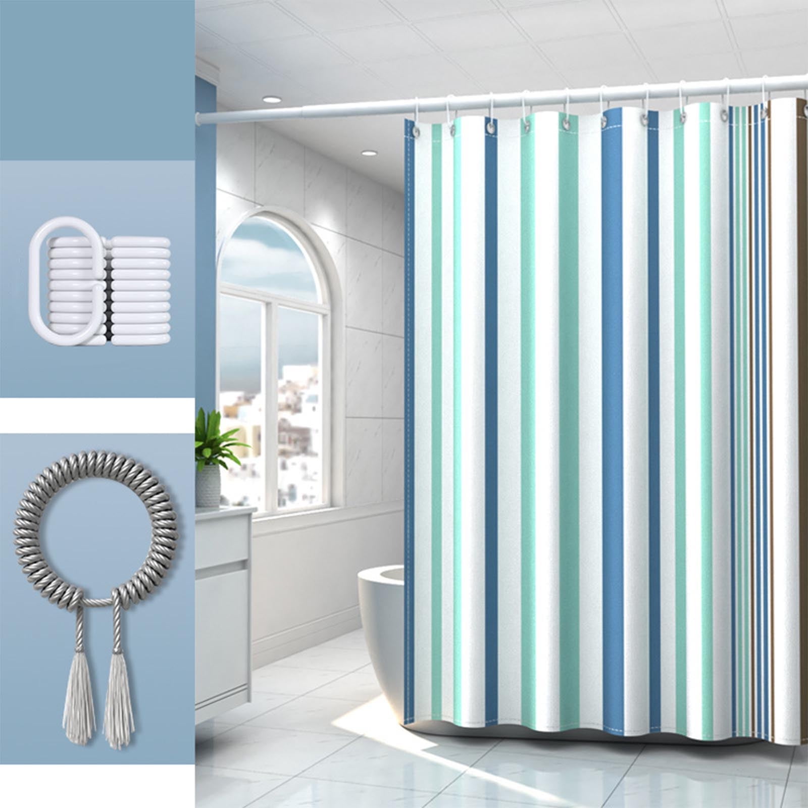 Waterproof Changing Curtain Btomtd Waterproof Cloth Curtain for Bathroom and Toilet, Non Perforated ...