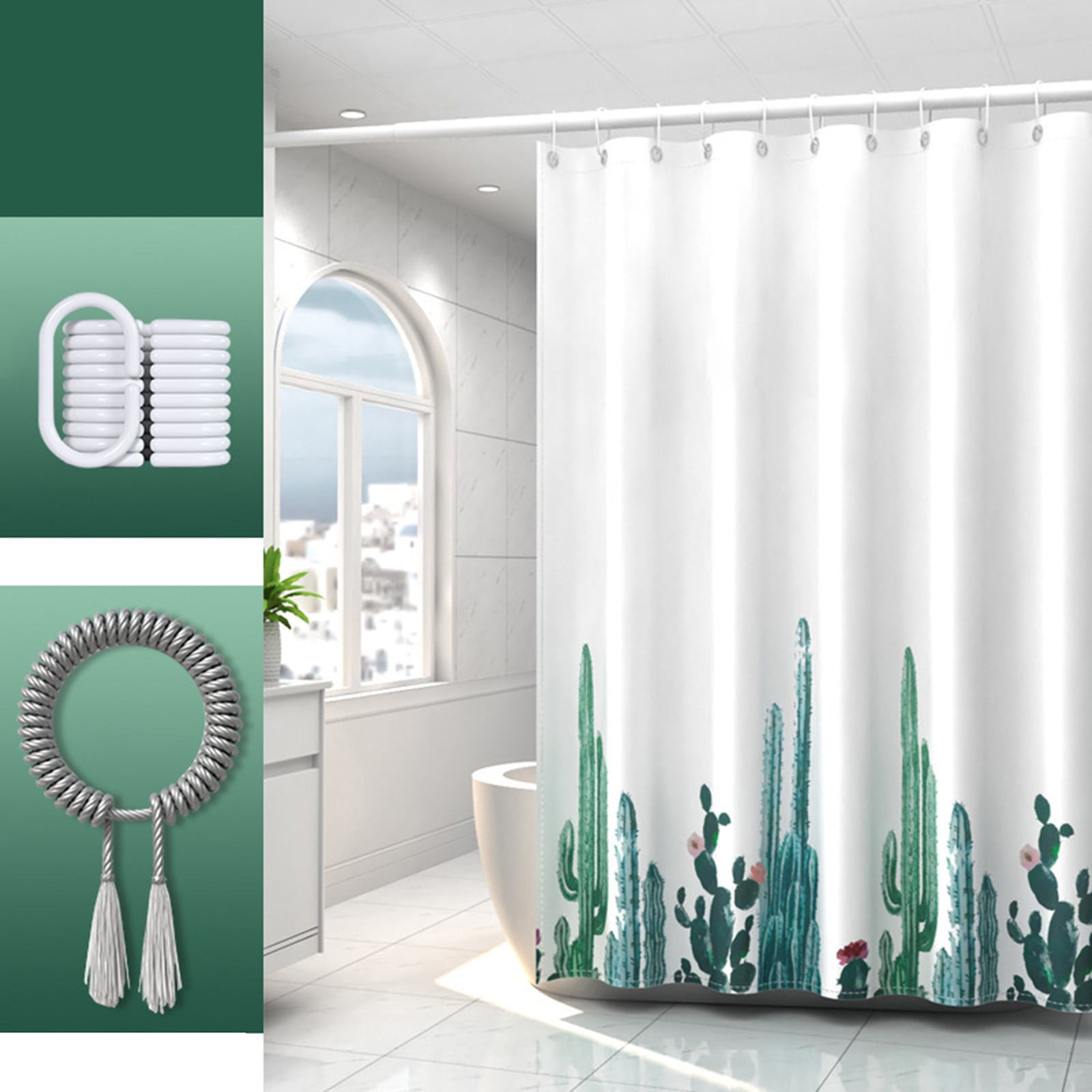 Btomtd Waterproof Cloth Shower Curtain for Bathroom and Toilet, High ...