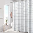 thumbnail image 1 of Btomtd Waterproof Grid Shower Curtain 31 x 71 Inches, Thickened Bathroom Shower Curtain Liner with 6 Hooks for Toilet Partition, Size 31"x71", White, 1 of 6