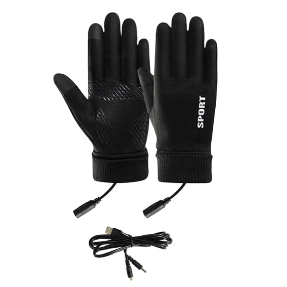 Btomtd Waterproof Heated Gloves with USB Power for Winter, Touchscreen Gloves for Men and Women on Driving, Hiking and Cycling, Black