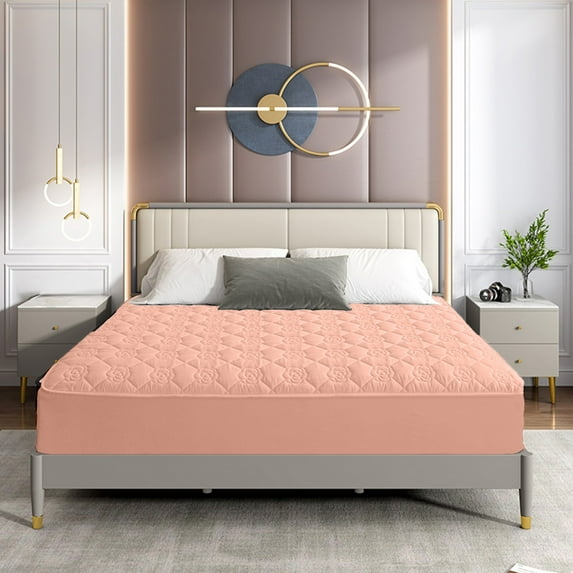 Btomtd Waterproof Mattress Protector Bed Sheet Soft Breathable Cover Fitted Sheets Style Protection Comfortable Queen Sheets, 59.05'x78.74', Pink-S