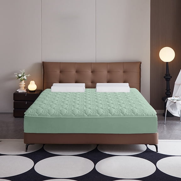 Btomtd Waterproof Mattress Protector Bed Sheet Soft Breathable Cover Fitted Sheets Style Protection Comfortable Queen Sheets, 70.86'x78.74', Green-M