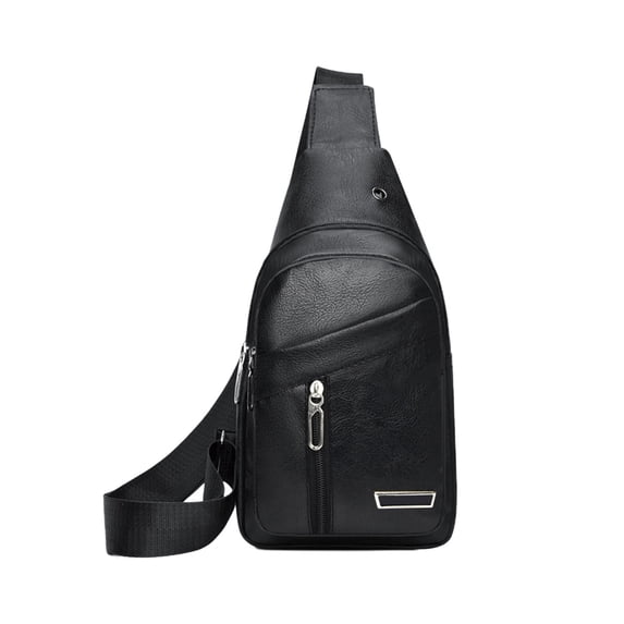 Btomtd Waterproof Sling Shoulder Bag for Camping Hiking, Faux Leather Crossbody Bag for Women and Men, Casual Tote Bag and Travel Purse, Black