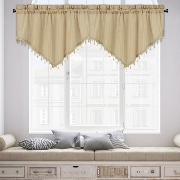 Btomtd Window Curtains Valance Short Curtains Solid Colour Curtains for Kitchen Living Room Bedroom Kitchen Curtains Small Curtains Through Rod Curtains, 23.62x51.18 inch, Beige