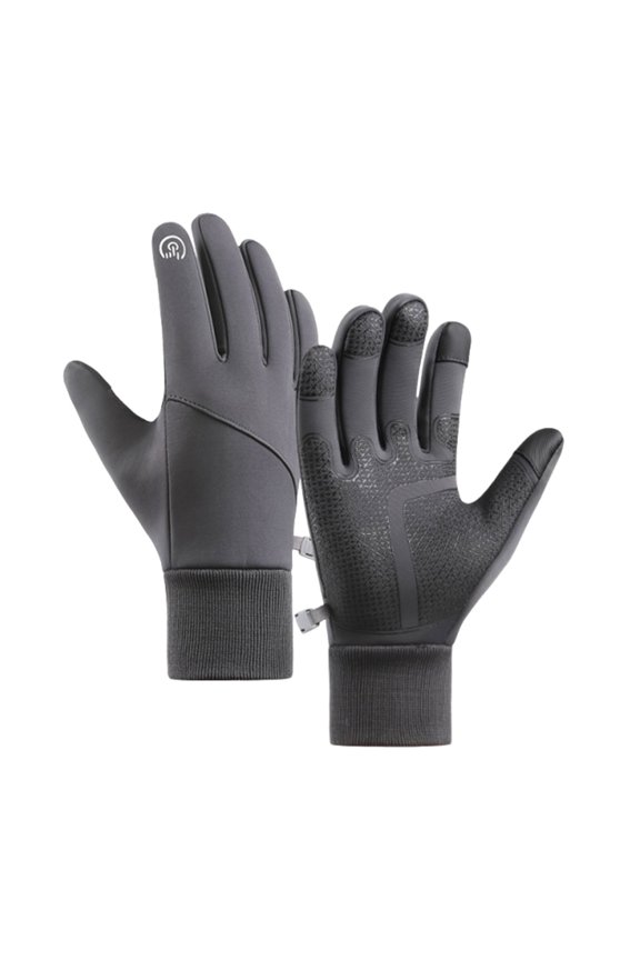 Winter Sports Gloves with Fleece Warmth for Men and Women, Non Slip Touch Screen Gloves for Skiing and Bike Riding, Cold Weather Gloves, Gray