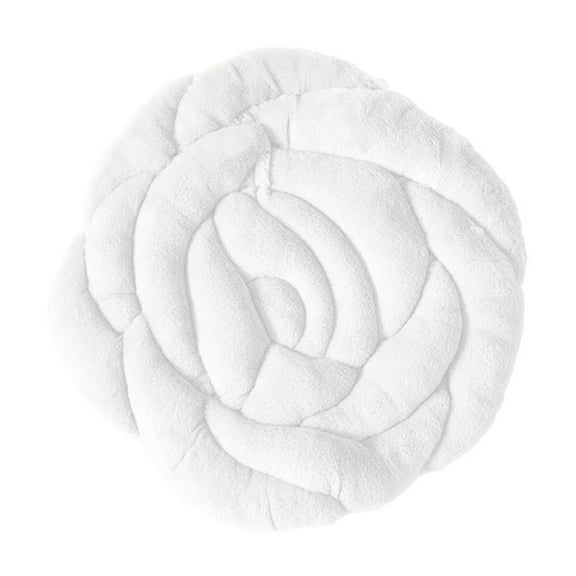 Btomtd Winter Thickened Plush Rose Shape Seat Cushion Soft Chair Mat for Dining Chair Tatami Mat and Floor Mat - 17.71x17.71 inch, White