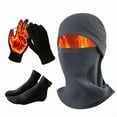 thumbnail image 1 of Btomtd Winter Three Piece Set with Fleece Ski Mask, Socks and Gloves, Warm Accessories Headband for Cycling and Street Style Outdoors, Gray, 1 of 6