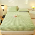 thumbnail image 1 of Btomtd Winter Velvet Bed Sheets Padded Mattress Protector Thickened Bed Cover Plush Queen Sheets and Matching Fitted Sheets, 70.86'x78.74', Green-M, 1 of 7