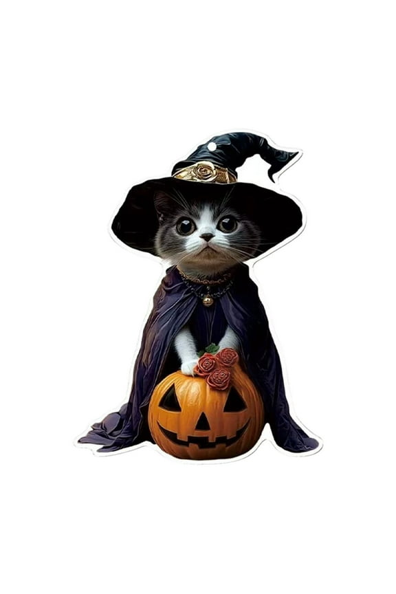 Witch Series 2D Acrylic Keychain with Cute Cat, Bag Pendant for Halloween Ornaments, Spooky Holiday Decor, Festive Witch Theme Keychain Hanging Pendant, A