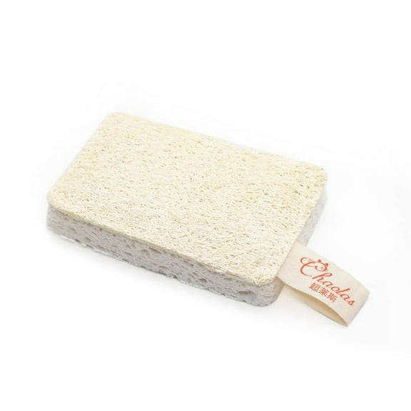 Btomtd Wood Pulp Cotton Loofah Sponge Dishwand Thickened Scouring Pad Kitchen Sponges Dishwashing Cleaning Sponge Cloth, Beige