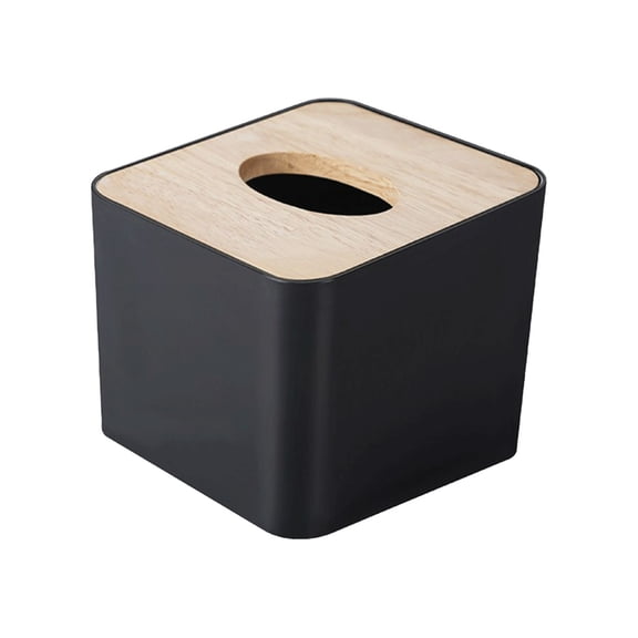 Btomtd Wood Tissue Box Cover Living Room Dining Room Home Storage Plastic Resisted to Damp and Wear Tissue Box Holder, Black
