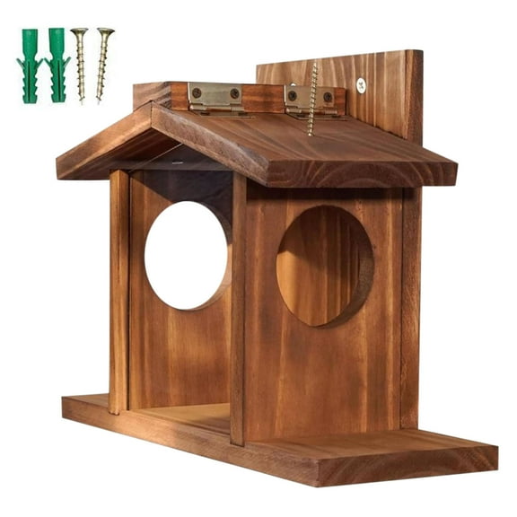 Btomtd Wooden Tabletop Bird Feeder Ornament, Compact Outdoor Garden Feeding Station, Decorative Hanging Bird Feeder for Patio Railings, Multicolor