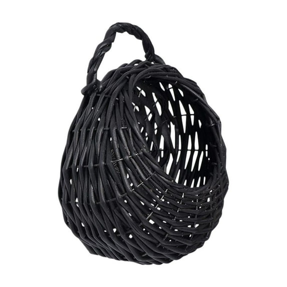 Btomtd Wooden Woven Flower Basket for Wall Mounted Flowerpots, Living Room Storage and Decor Basket, Handcrafted Display Decorative Basket, Black