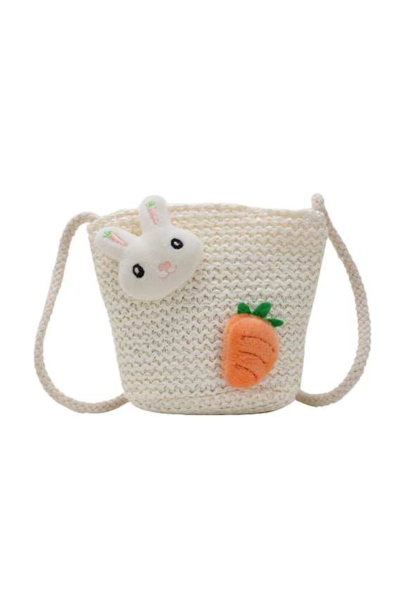 Woven Straw Casual Shoulder Bag for Beach Travel, Decorative Crossbody Bag with Attached Coin Purse, Summer Style Handbag, C