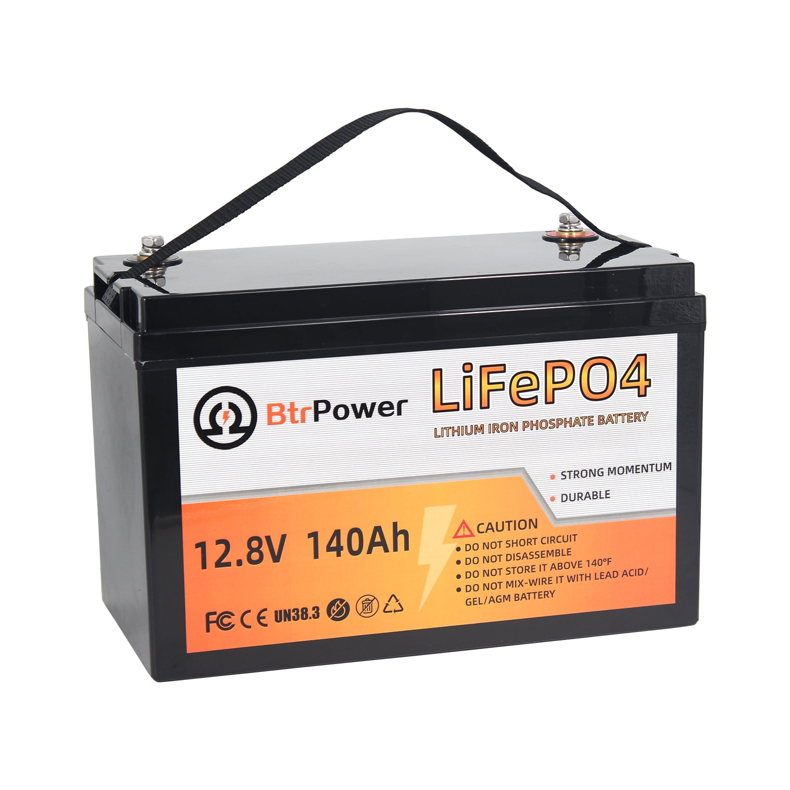 BtrPower Lithium Iron Phosphate 12V Automotive Battery, Top Post for RV Deep Cycles Solar System