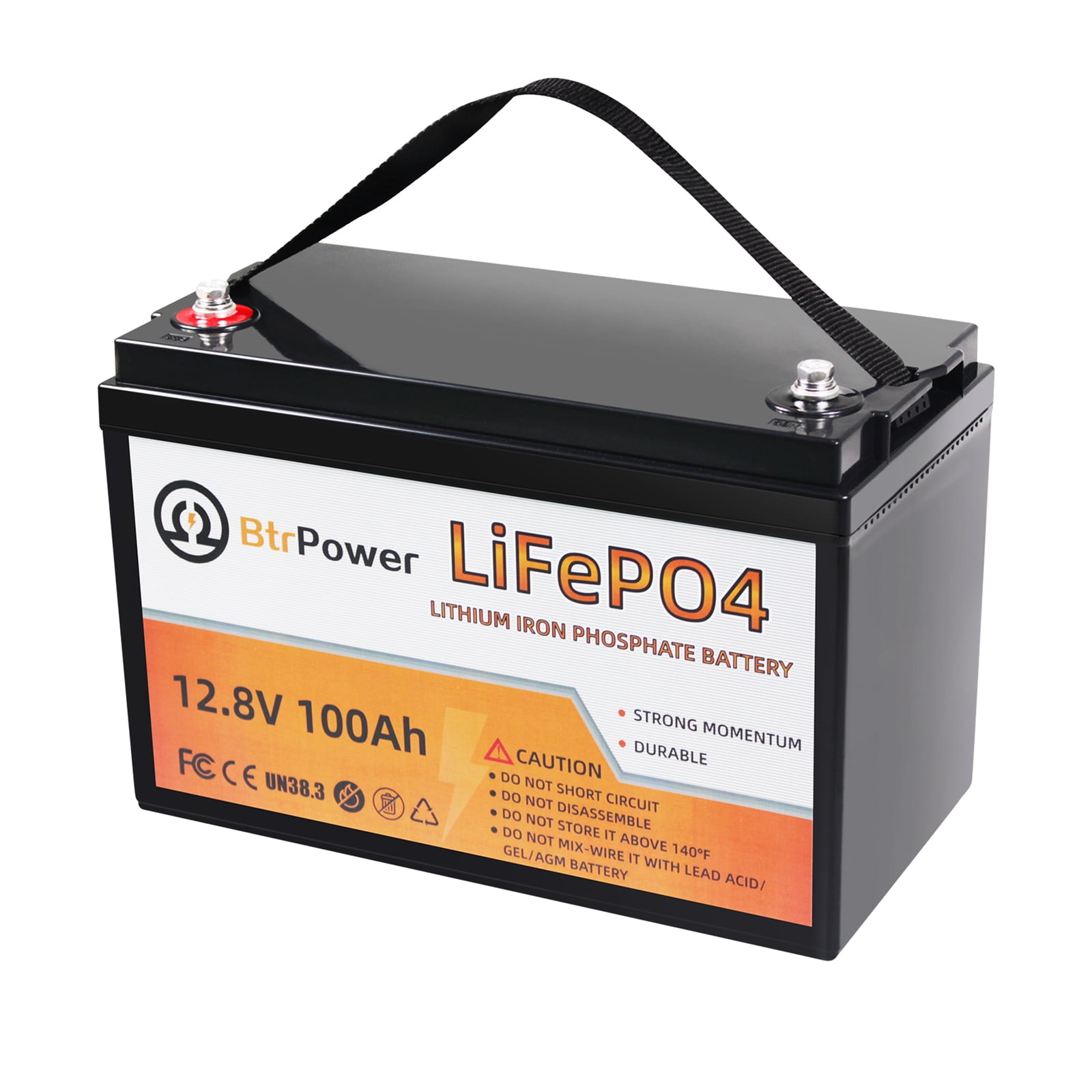 Btrpower 12V 100AH Lithium Battery Deep Cycle LiFePO4 Battery for Home  Storage Trolling Solar Marine 