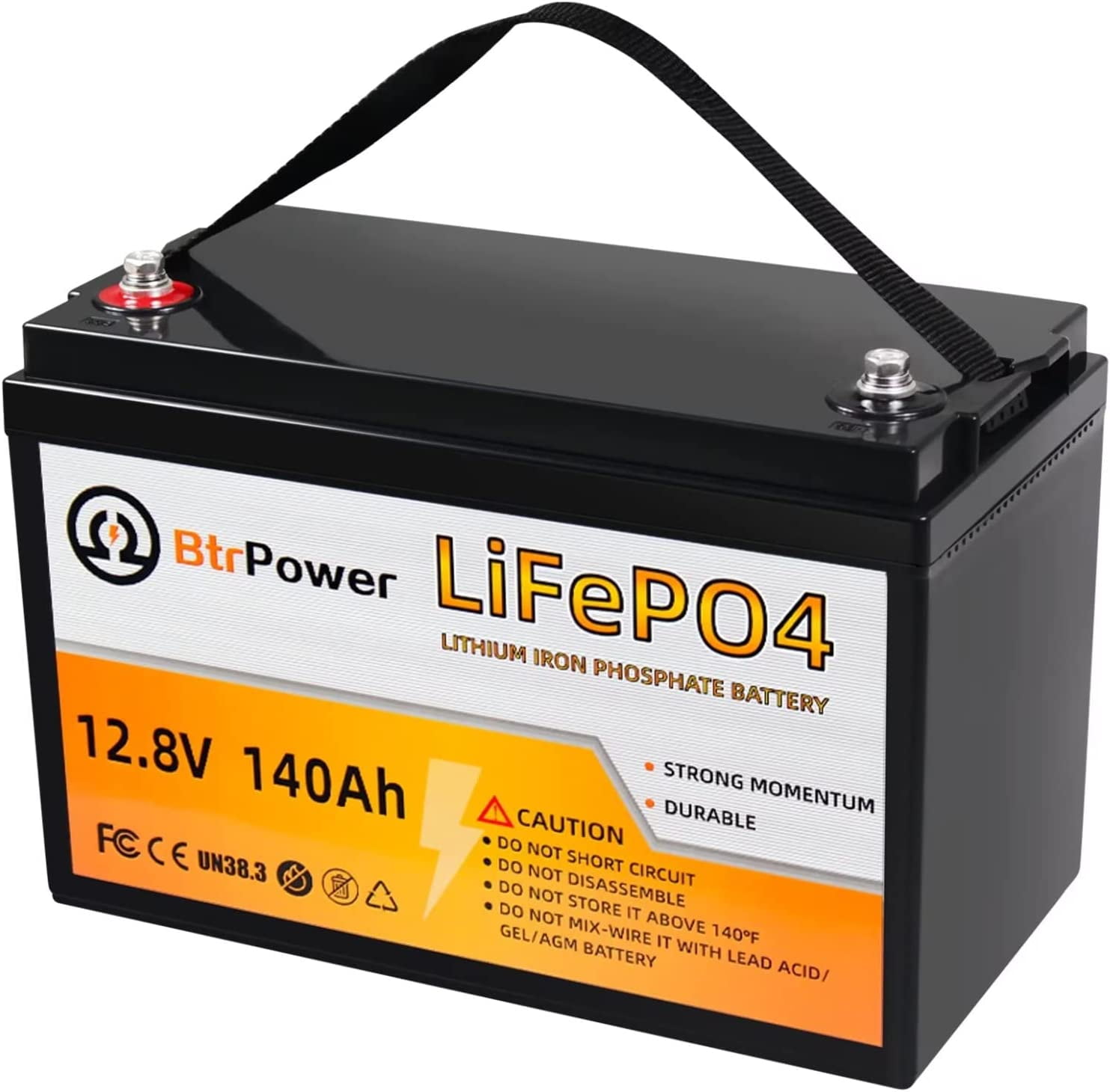Btrpower 12V 140AH LiFePO4 Battery Deep Cell for Home Storage Trolling RV  System Solar Marine 