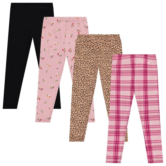 Btween Breathable Elastic Waistband Leggings, 4 Pack (Girl’s 8)