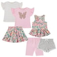 thumbnail image 1 of BTween Girls 6 Pack Casual Outfit Bundle with Ruffle Sleeve Tees, Peplum Tank Top, Skirt, Dolphin and Biker Shorts, 1 of 5