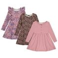 thumbnail image 1 of BTween Girls Long Sleeve Dresses, 3 Pack Soft Cotton Casual Dresses for Kids Rose, Size 14 16, 1 of 5
