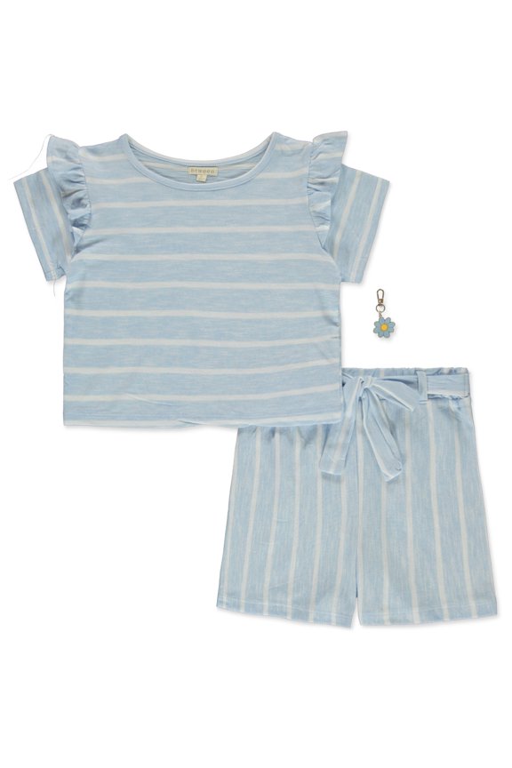 Girls' 3-Piece Cherry Shorts Set Outfit Color: cloud dancer Size: 4t