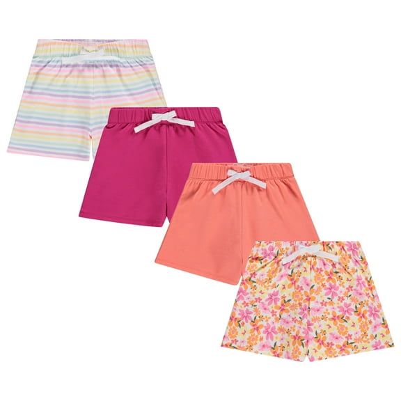 BTween 4 Pack Girls Shorts, Cotton French Terry Shorts for Girls, Kids Summer Clothing (Size 10-12)