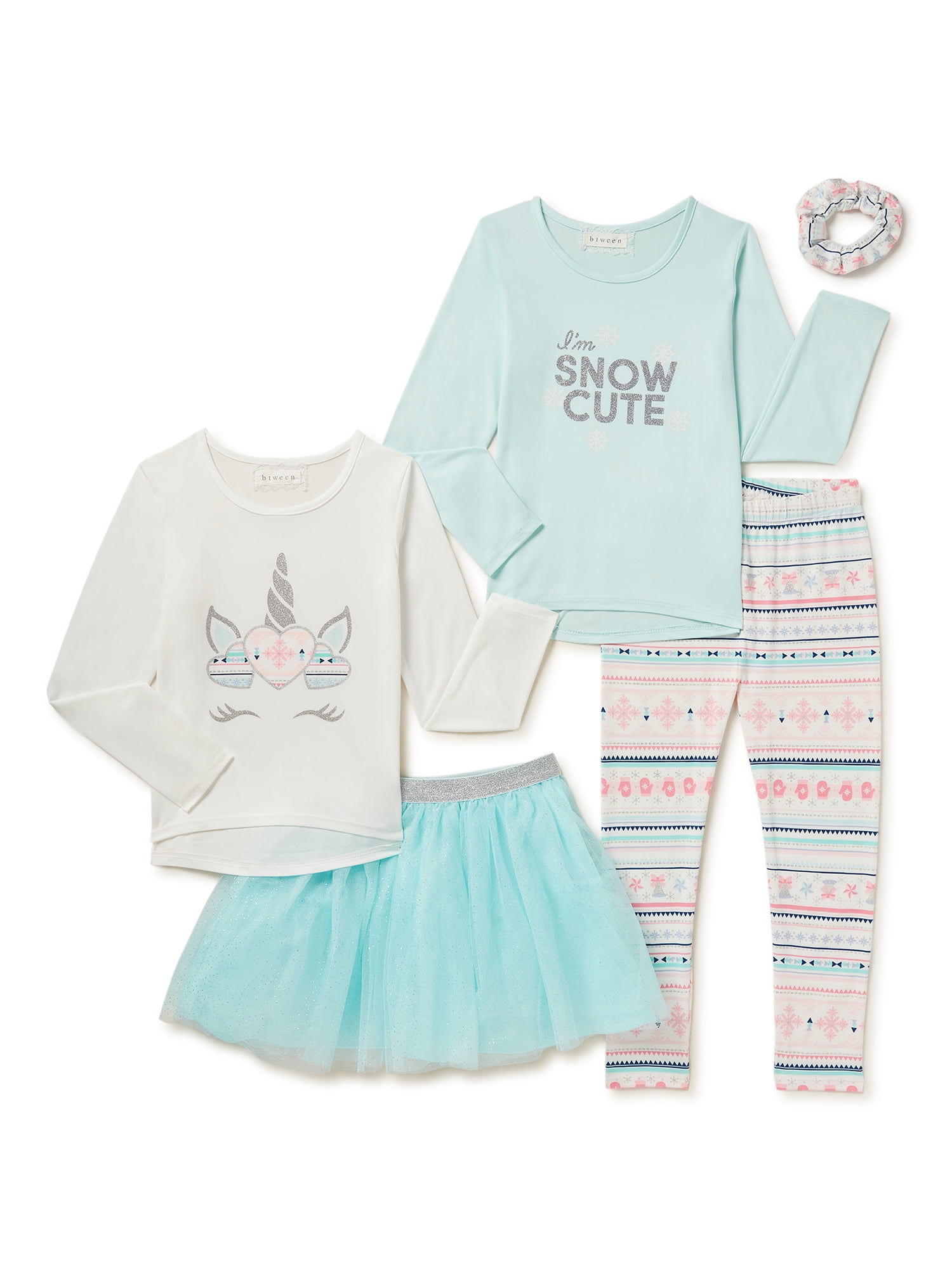 Btween Girls Holiday Tutu, Leggings and Tops MixandMatch, 4Piece