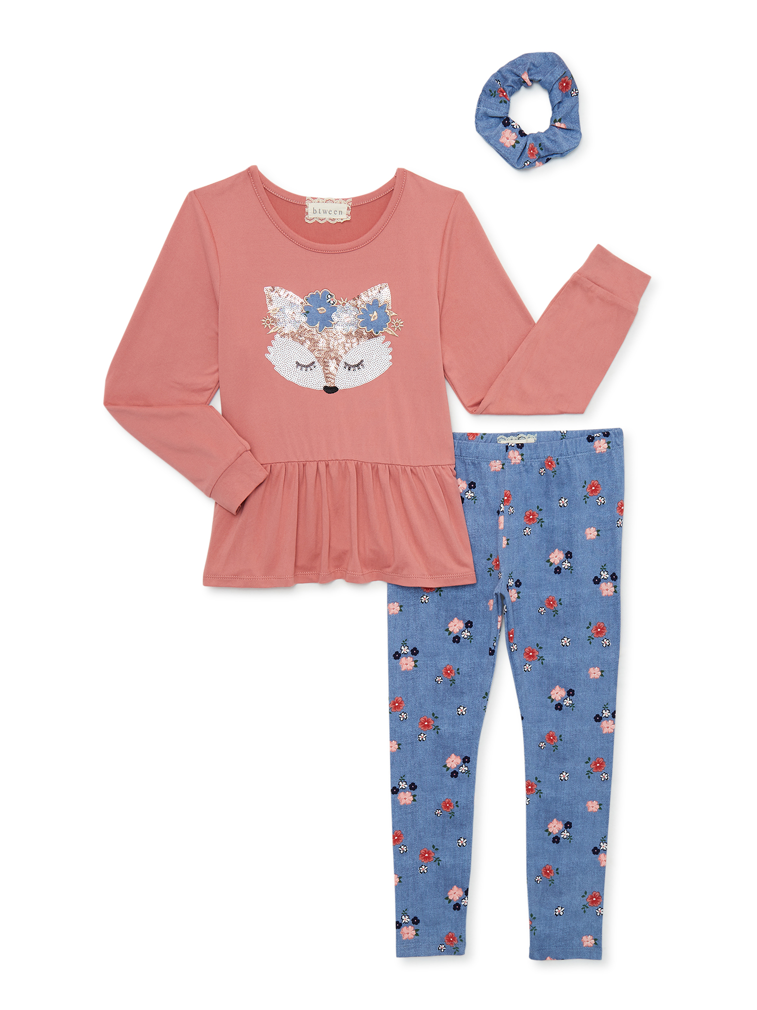 Btween Girls Long Sleeve Peplum Top and Leggings Outfit Set, 2Piece