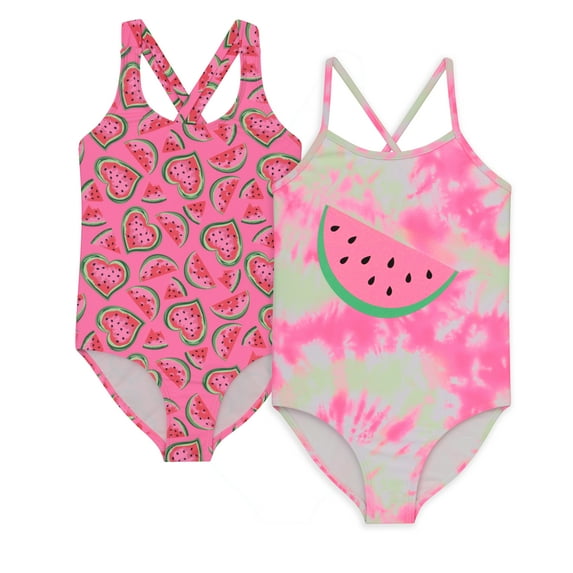 BTween Girls Multi Pack One Piece Swimwear Unique Colors and Patterns, Sizes 4-16 for Kids and Toddlers