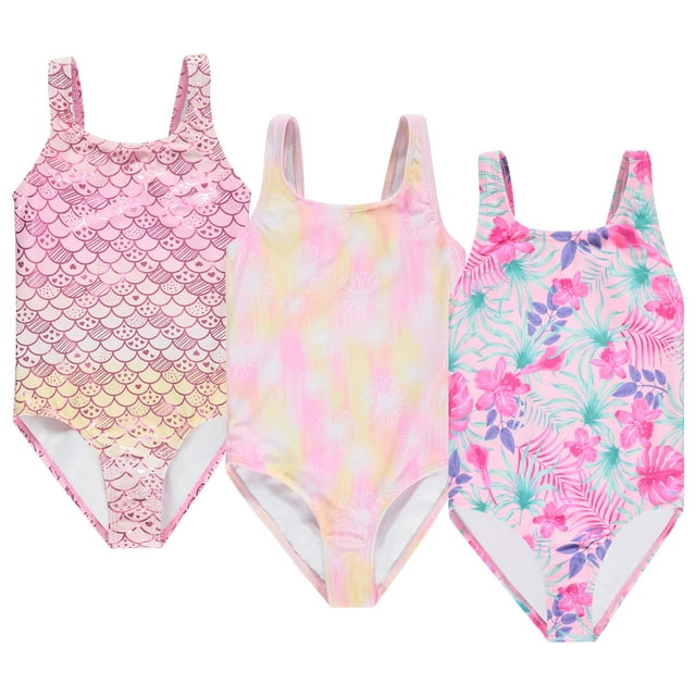Btween Girls Multi Pack One Piece Swimwear - Unique Colors and Patterns ...
