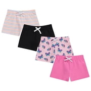 BTween 4 Pack Girls Shorts, Cotton French Terry Shorts for Girls, Kids Summer Clothing Size 7-8