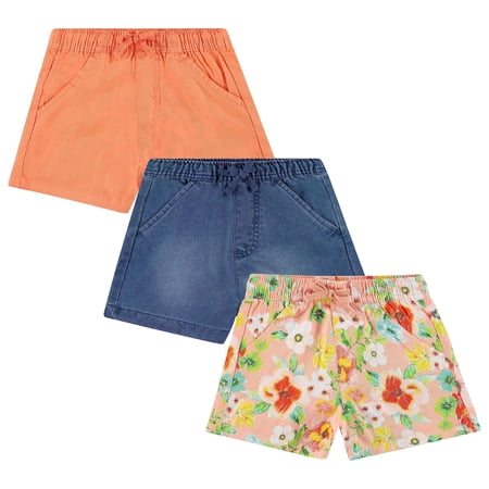 Btween's 3-Pack Multicolor Lightweight Woven Shorts for Girls | Cotton Blend | Sizes 10-12 - Ultimate Fun for Everyday Wear
