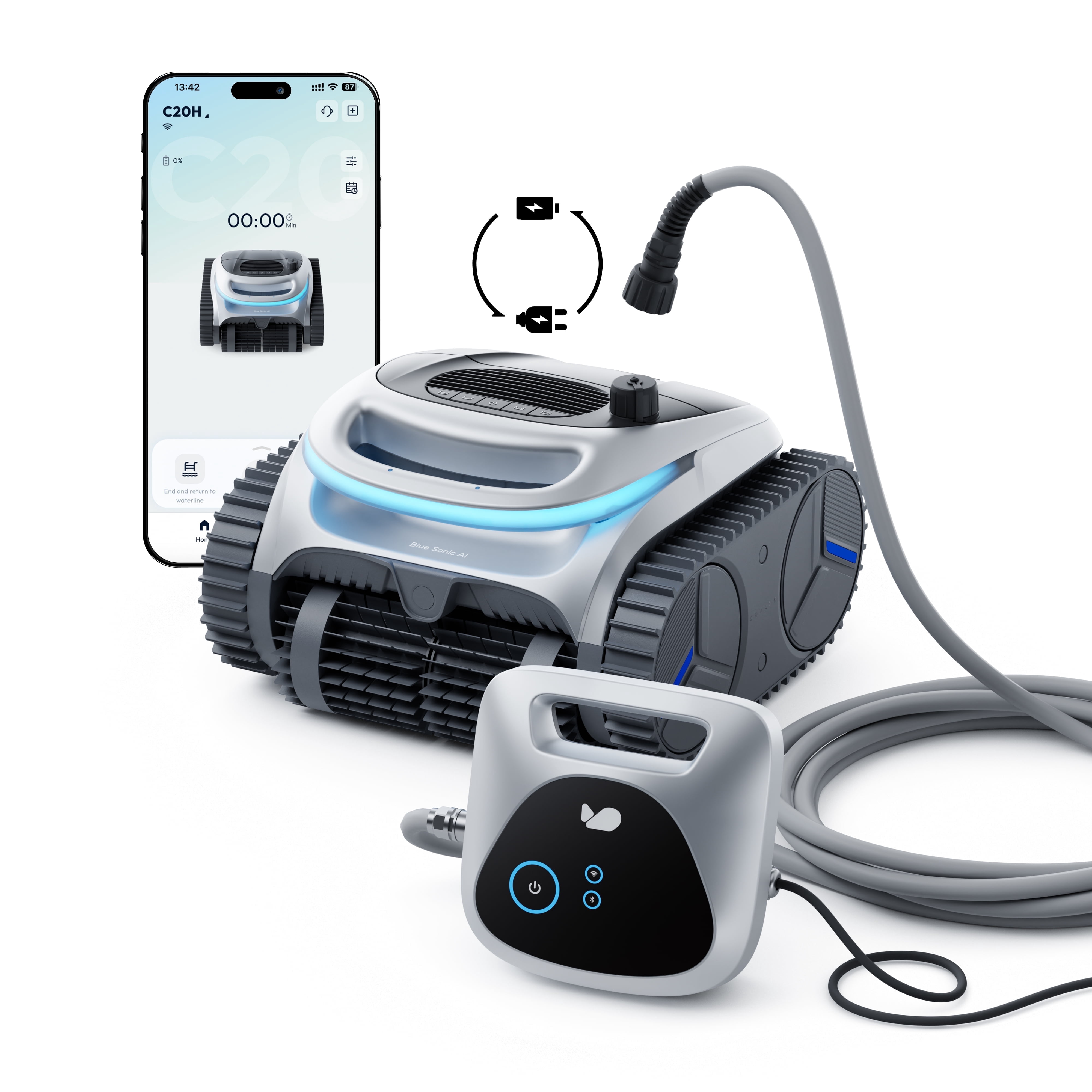 BuHybrid L6 Pool Cleaner, Corded & Cordless in One, Hybrid Robotic Pool Vacuum with Unmatched Suction, Smart Navigation, APP Control, Floor/Wall/Waterline, for Pools up to 1,615 Sq.Ft.