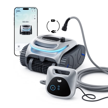 BuHybrid L6 Pool Cleaner, Corded & Cordless in One, Hybrid Robotic Pool Vacuum with Unmatched Suction, Smart Navigation, APP Control, Floor/Wall/Waterline, for Pools up to 1,615 Sq.Ft.