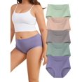 thumbnail image 1 of Buankoxy 5 Pack Women Cotton High Waist Panties Stretch Hipster Brief Underwear for Women, Size 10, 1 of 5