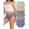 thumbnail image 1 of Buankoxy 5 Pack Women Cotton High Waist Panties Stretch Hipster Brief Underwear for Women, Size 6, 1 of 5