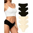 thumbnail image 1 of Buankoxy 6 Pack Seamless Underwear for Women No Show Bikini Panties Silky Hipster Briefs, Sizes 5-8, 1 of 6