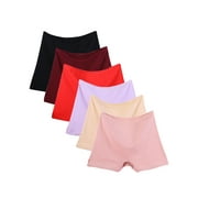 Buankoxy 6 Pack Women's Cotton Boyshort Underwear Mid Rise Breathable Panties,Multicolor,Size 6